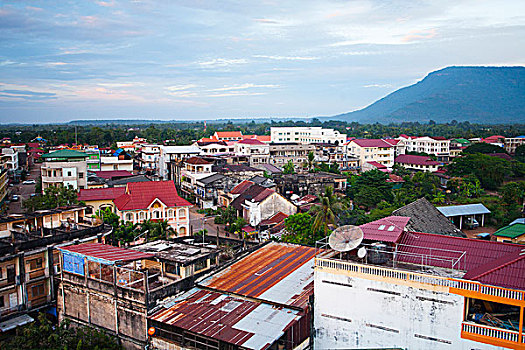 屋顶,上方,老挝,城市