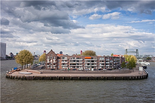 河,岛屿,房子,鹿特丹