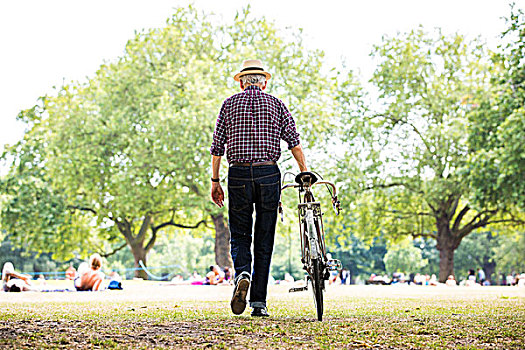 老人,自行车,公园,伦敦