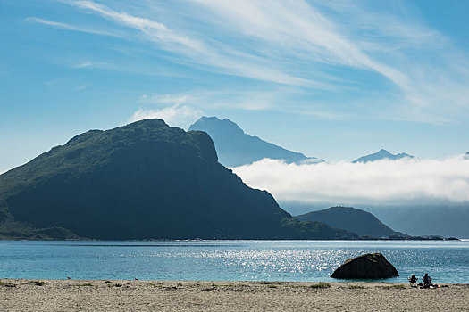 海滩,罗弗敦群岛,挪威