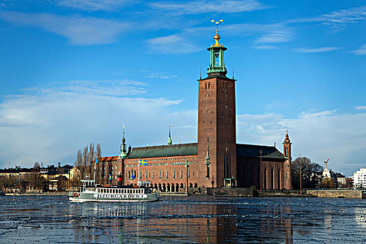 风景,斯德哥尔摩,市政厅,瑞典