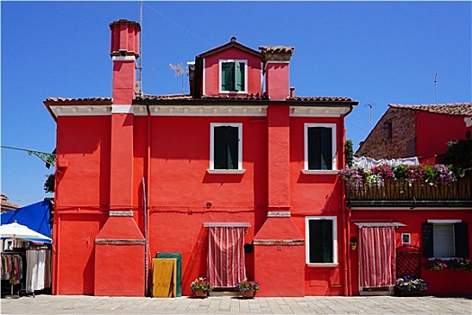 布拉诺岛,彩色,建筑,红色