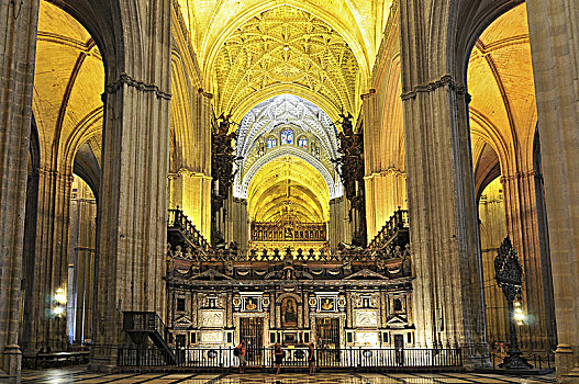 教堂中殿,合唱团,大教堂,塞维利亚,安达卢西亚,西班牙