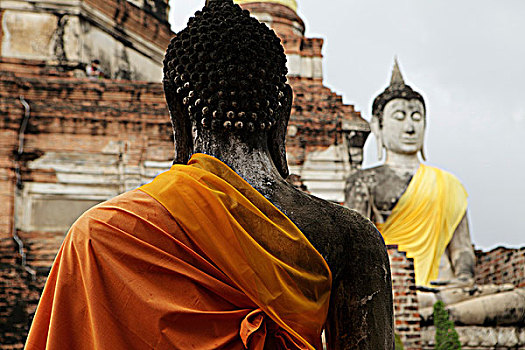 石头,佛,庙宇,泰国
