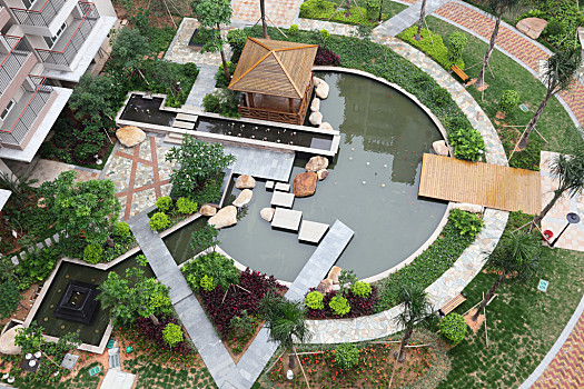 漂亮,花园,俯视,中国,新,住宅区