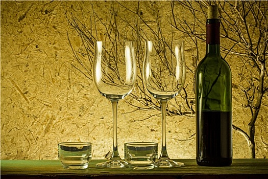 红酒,玻璃杯,老,纸,背景