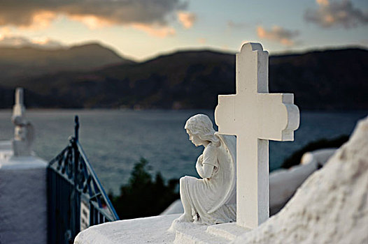 天使,墓地,喀帕苏斯岛,爱琴海岛屿,爱琴海,希腊,欧洲