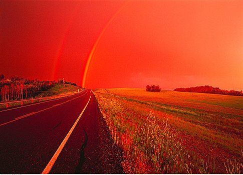 彩虹,靠近,风景,艾伯塔省,加拿大
