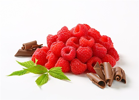 新鲜,树莓,巧克力刨花