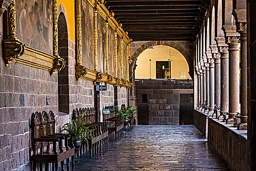 柱廊,寺院,圣多明各,库斯科,秘鲁