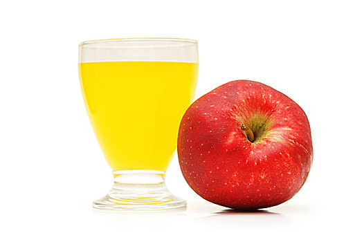 橙汁,红苹果,隔绝,白色背景