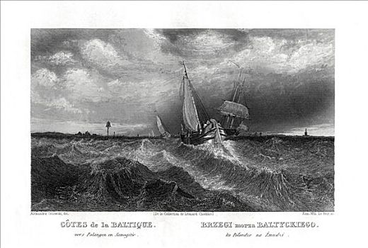 海岸,波罗的海,19世纪,艺术家