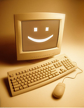 电脑,笑脸,显示器