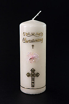 白色,洗礼仪式,蜡烛,粉色,特写,黑色背景,背景