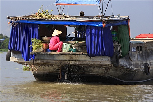人,船,水上市场,越南