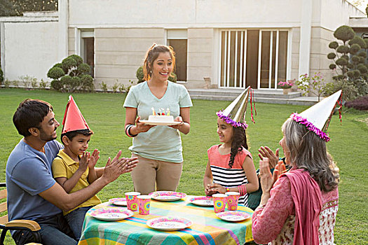生日,桌子,孩子,4-5岁,穿,派对帽