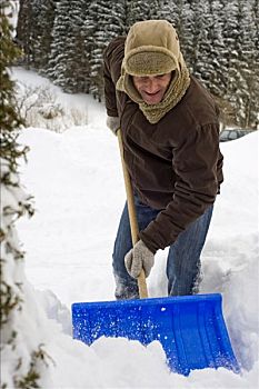 男人,铲,雪,萨尔茨堡,奥地利