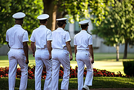 军校学生,服务,白色,行进,校园,美国,海军,学院,安纳波利斯
