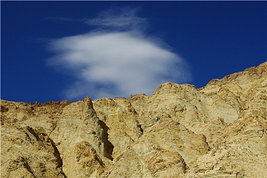 金色,峡谷,漂亮,云,蓝天,死亡谷国家公园