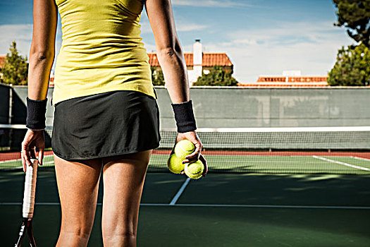 女性,网球手,拿着,球