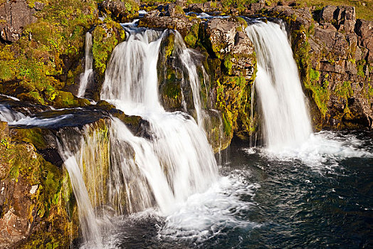 瀑布,靠近,斯奈山半岛,西部,冰岛,欧洲