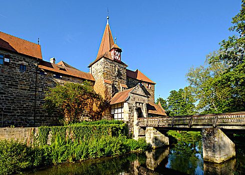 城堡,河,中间,弗兰克尼亚,巴伐利亚,德国,欧洲