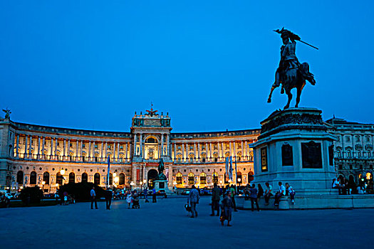 霍夫堡,宫殿,英雄广场,广场,骑士纪念碑,城市,地区,维也纳,奥地利,欧洲