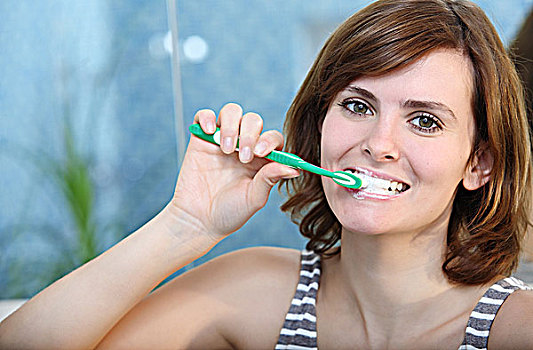 女人,刷牙