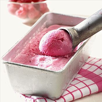 树莓冰淇淋,冰淇淋球