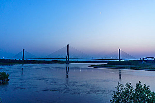 黄河大桥日落
