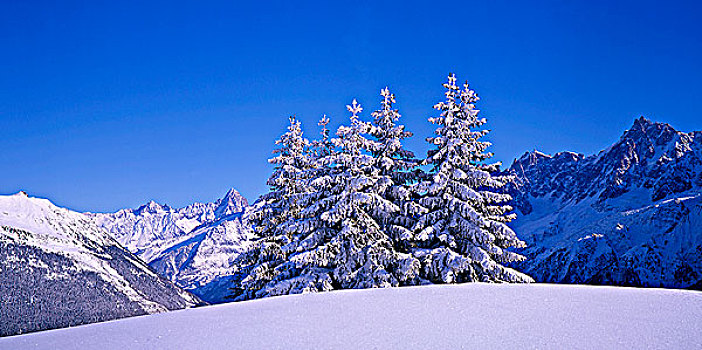 法国,上萨瓦,山,雪景,勃朗峰