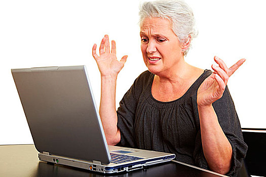 老年,女人,工作,笔记本电脑