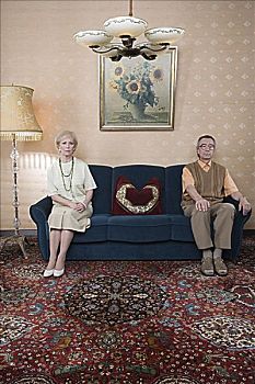 老年,夫妻,沙发