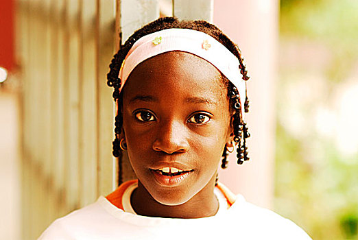 非洲,安哥拉,罗安达,愉悦,小,非洲人,女孩,发带