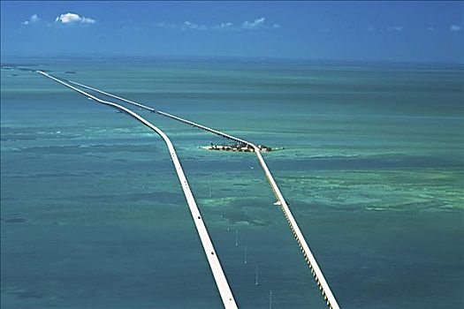航拍,两个,桥,上方,海洋,佛罗里达礁岛群,佛罗里达,美国