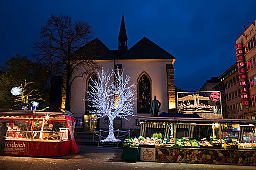 市场,教堂,市区,亮光,北莱茵威斯特伐利亚,德国,欧洲