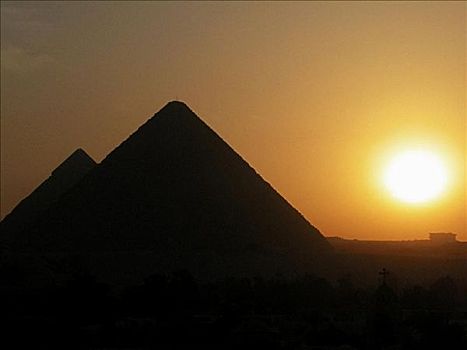 剪影,金字塔,日落,吉萨金字塔,开罗,埃及