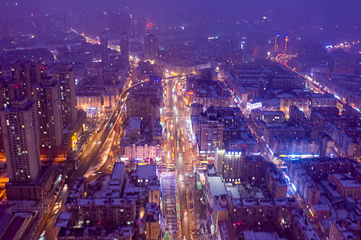 哈尔滨雪中城市风光