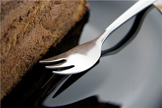 叉子,巧克力蛋糕