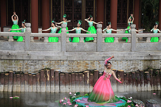海南海口,春节实景演出古典舞蹈,清风古韵