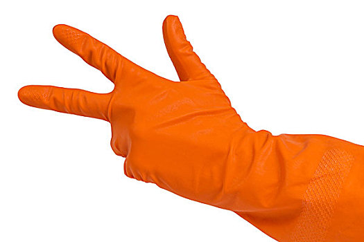 牵手,橙色,手套,计算,四个,隔绝,白色背景