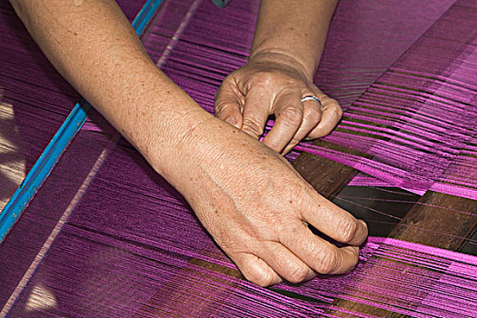 工作,丝绸,线,织布机,编织,工厂,清迈,泰国