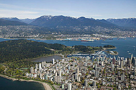俯视,市区,温哥华,不列颠哥伦比亚省,加拿大