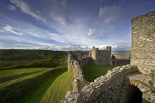 威尔士,墙壁,城堡