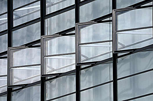窗户,鲍豪斯建筑风格,德绍,萨克森安哈尔特,德国,欧洲