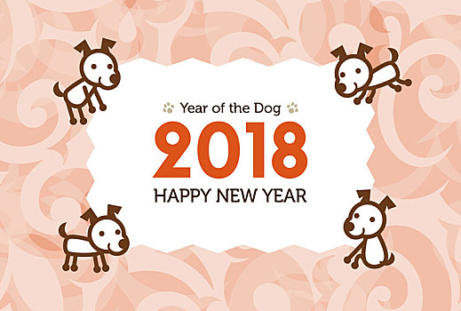新年快乐,卡片,狗,插画