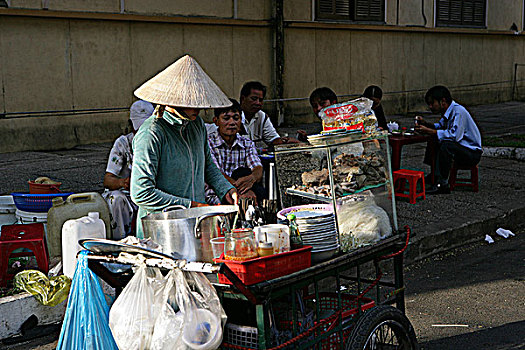 路边,面条,摊贩,胡志明市,越南