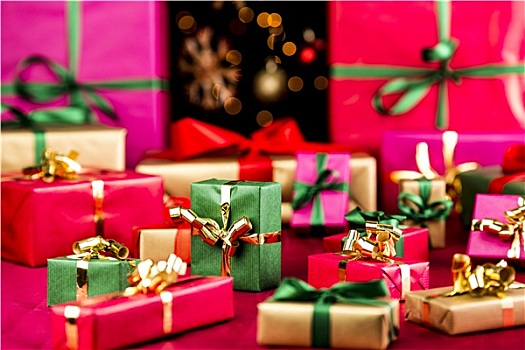 许多,圣诞节,礼物,室外
