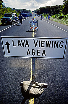标识,柱子,火山岩,注视,区域,道路,夏威夷,美国