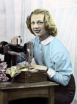 女裁缝,女人,缝纫机,20世纪30年代,德国,欧洲